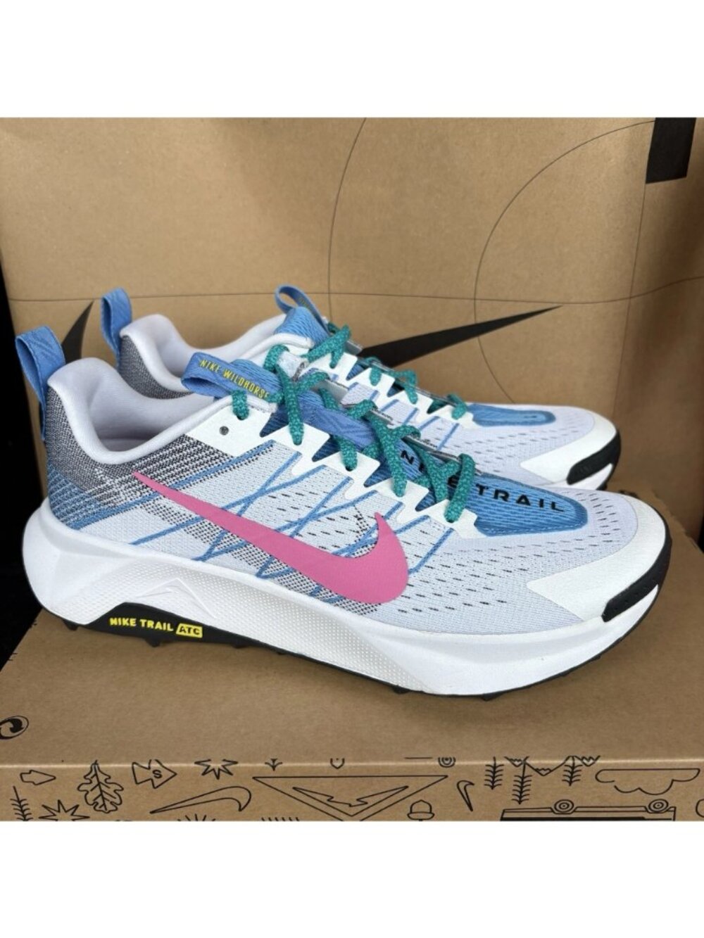 NEW Nike ReactX Wildhorse 10 White Playful Pink Black FV2338 100 Mens Size 9